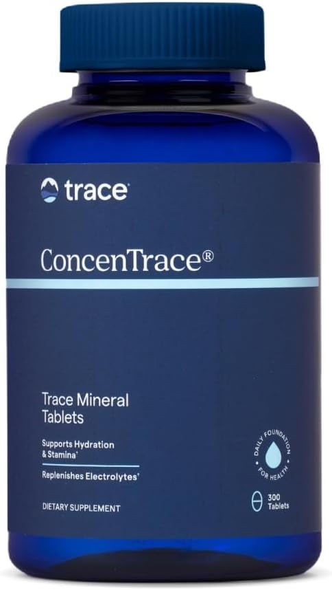 Trace Minerals ConcenTrace Mineral Tablets - Supplement til ben & fælles støtte - Aids Hydration & Electrolyte Restoration - 300 tabletter (100 Servere)