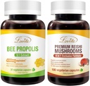 Lovita Bee Propolis Capsule & Premium Reishi svampe næringsstoffer Bundle. Kosttilskud understøtter bedre ernæring & generelt velvære