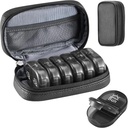 Serfeymi Weekly Travel Pill Organizer 2 gange en dag PM opgraderet Black Pill Box 7 dag med transportabel lynlås PU Leather Pill sag, Medicin Organizer til piller, Vitaminer, fiskeolier - sort 01