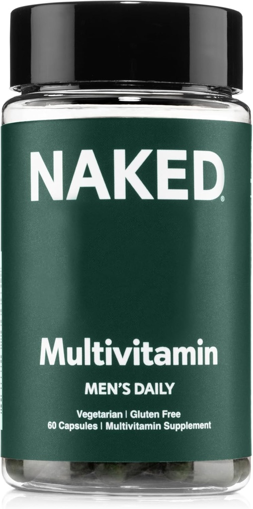 Nøgen Mænds Multi - Daglig Multivitamin for mænd - A, C, E, Selenium, Zink, Frugt og Super Green Udtrækker og mere til Boost immunforsvar - Glutenfri og Vegetarisk Daglige Vitaminer - 60 Kapsler