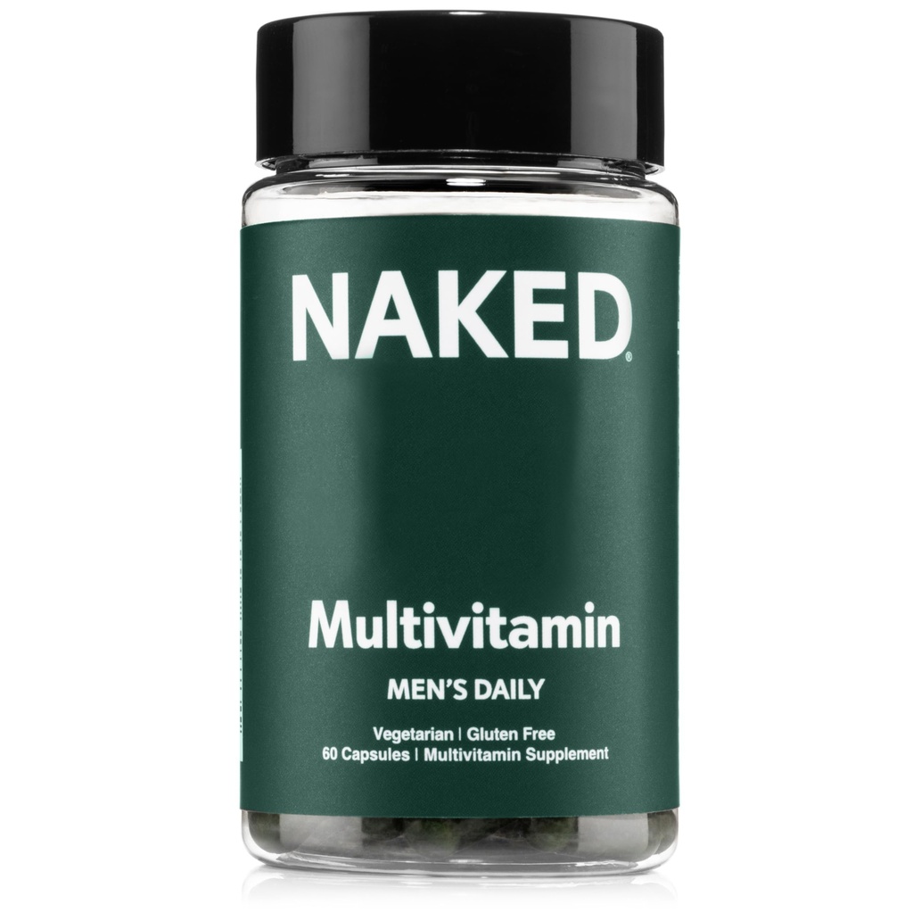 Nøgen Mænds Multi - Daglig Multivitamin for mænd - A, C, E, Selenium, Zink, Frugt og Super Green Udtrækker og mere til Boost immunforsvar - Glutenfri og Vegetarisk Daglige Vitaminer - 60 Kapsler