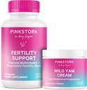 Pink Stork Fertilitet Kosttilskud til kvinder og Wild Yam Cream til støtte Conception og Hormone Balance, Inositol, Ashwagandha, Vitex, og Folate - Duo