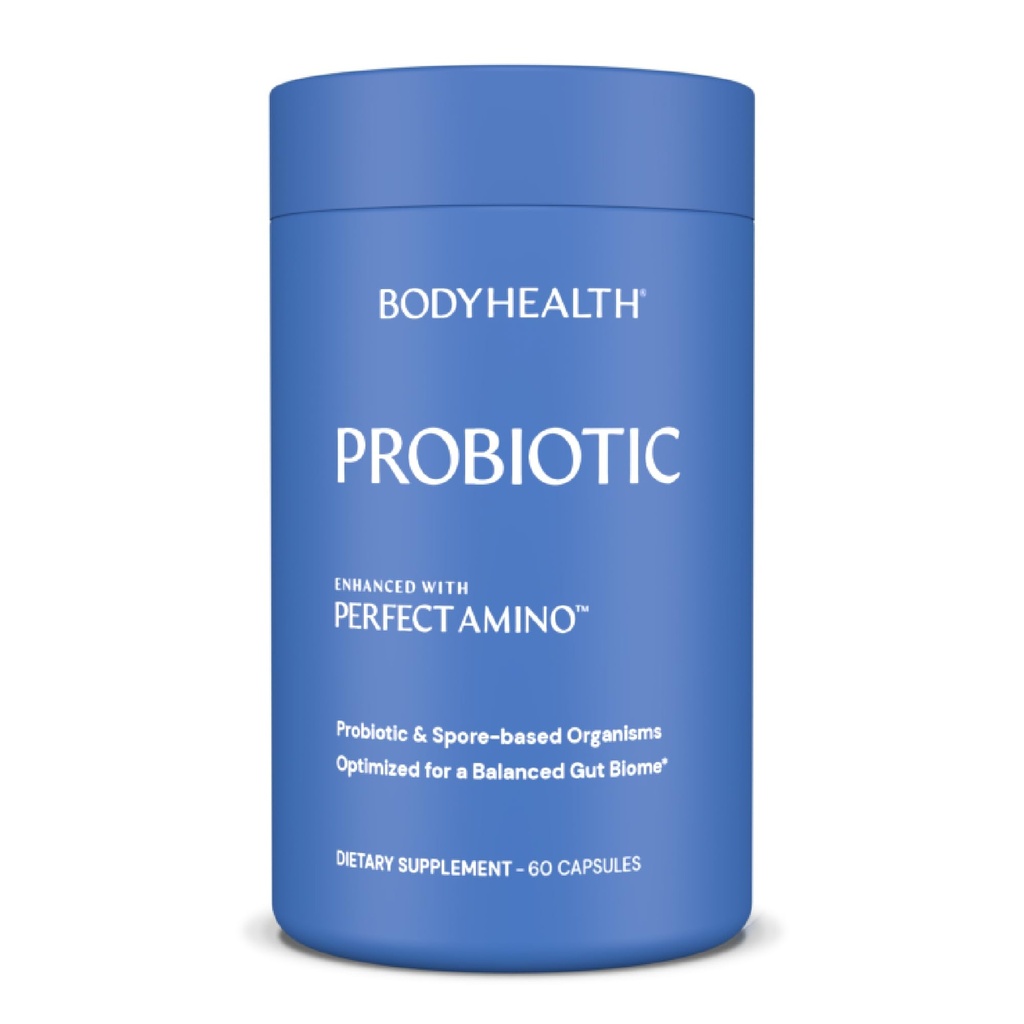 BodyHealth Probiotika forbedret med PerfectAmino for kvinder og mænd, Spore baseret med Bifidobacterium, Lactobacillus Salivarius, Lactobacillus Acidophilus - 60 kapsler