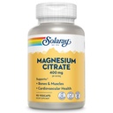 SOLARAY Magnesium citrat 400mg - Magnesium supplement - Knoglesundhed, muskel, afslapning og hjerte sundhed support - Forbedret absorption, Vegan, Gluten Free, 60- Day Garanti, 30 Servere, 90 VegCaps