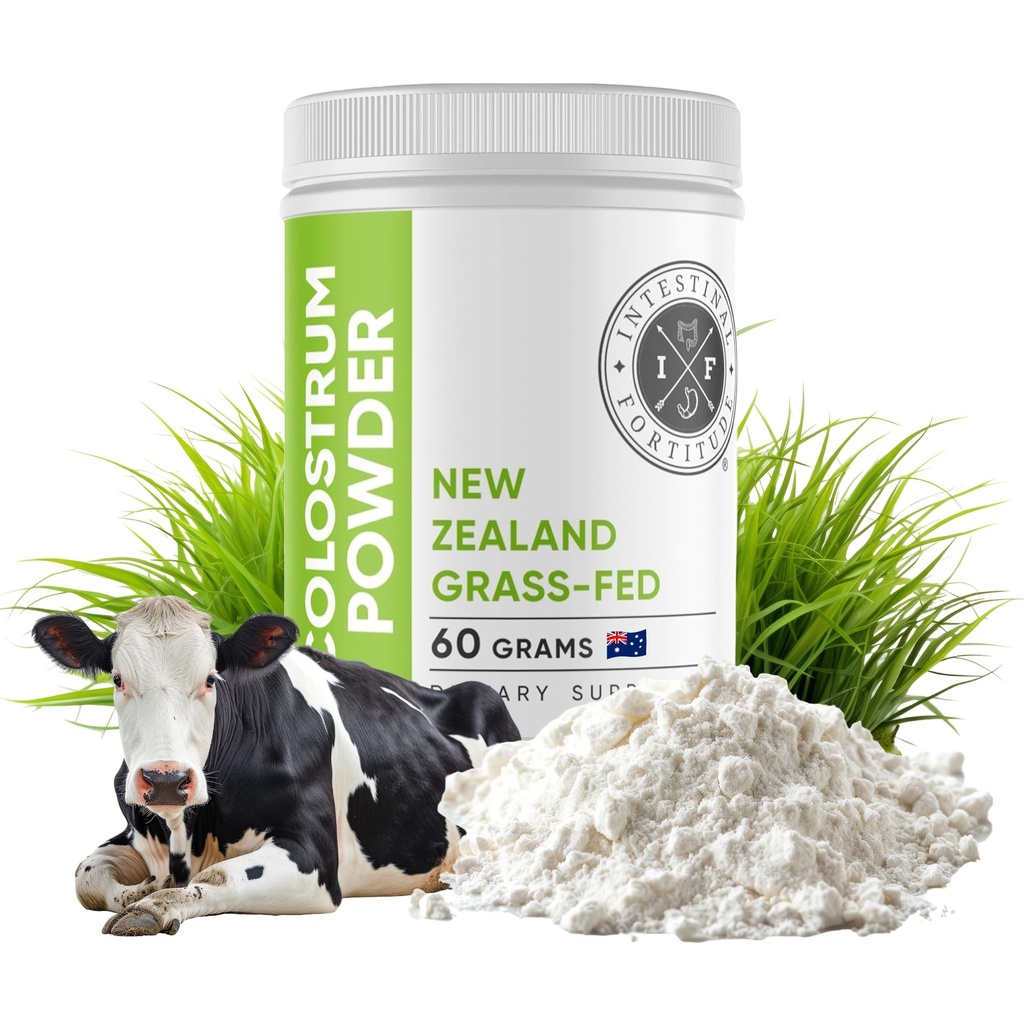 Intestinal Fortitude 100% Græs Fed New Zealand Køer Colostrum Powder, Grassfed, Hormon Free, GMO fri, Optimal Gut Sundhed og Immunsystemet Support, Leaky Gut, IBD, 60 Bedste
