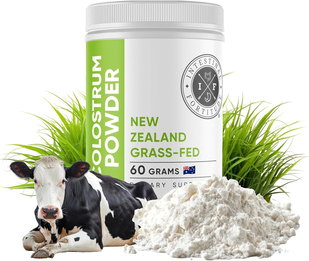 Intestinal Fortitude 100% Græs Fed New Zealand Køer Colostrum Powder, Grassfed, Hormon Free, GMO fri, Optimal Gut Sundhed og Immunsystemet Support, Leaky Gut, IBD, 60 Bedste