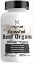 Primal Being Grassfed Oksekød orgel Complex - lever, hjerte, pancreas, milt, & kidney- Understøtter samlet sundhed & ydeevne - 180 kapsler, 3000mg per servering