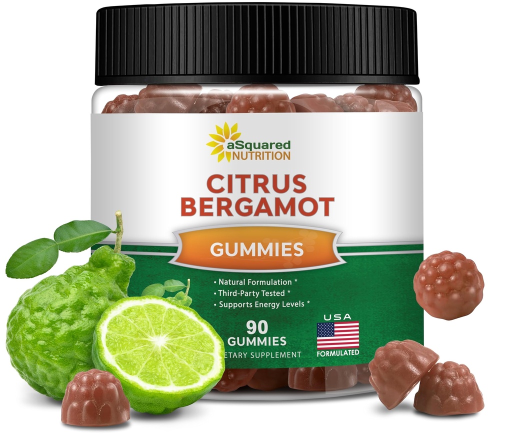 aSquared Nutrition Citrus Bergamot Gummies - Citrus Bergamot Extract Supplement 500mg Per Serving - Pure Gummy Alternativ til kapsler og piller