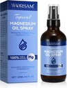 Magnesium Oil for Feet (4 fl oz), Magnesium Spray, 100% Pure & Organic Natural Magnesium Chloride Oil Glass Flaske, Tematisk Magnesium Spray Oil for Feet, Let at bruge 120ml