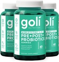 Goli Nutritional Supplement, Pre + Post + Probiotika Gummy - 180 Count - World 's First 3- in-1 Gluten- Free, Vegan, Non- GMO, og Gelatin- Free.