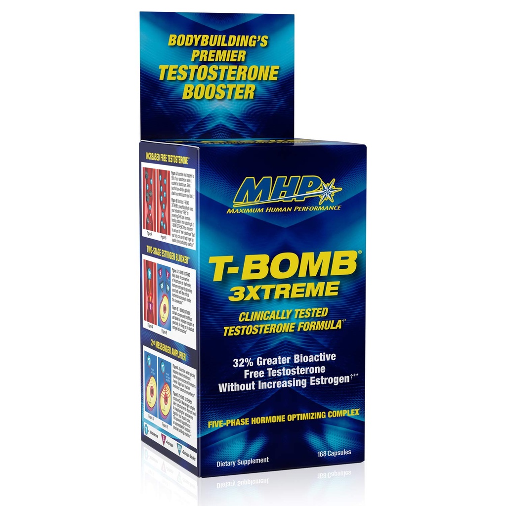 MHP T- Bomb 3xtreme klinisk testet, Testosteron Booster for mænd, Øge Libido, 168 Greve