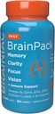 Brainiac Daily BrainPack Gummies, Understøtter Brain Health med Omega 3 DHA EPA DPA, Cholin, B6 & B12 og Lutein for Eye Health med immunforsvar, Citrus Berry Flavor, 90 ct