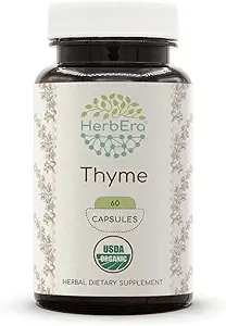 HerbEra Thyme 60 Kapsler, 800 mg, USDA Organic Thyme (Thymus Vulgaris) Tørret Leaf (60 Kapsler)
