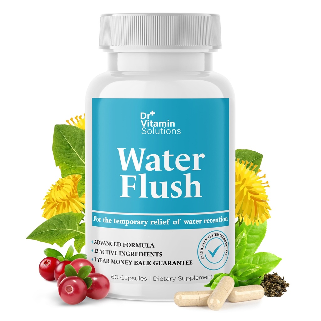 DR VITAMIN LØSNINGER Diuretiske vandpiller til vægtkontrol, 12 aktive ingredienser (grøn te, tranebær & mere), Instant Relief fra Bloat & Hævelse, vand tilbageholdelse piller til kvinder & mænd - 60 Caps