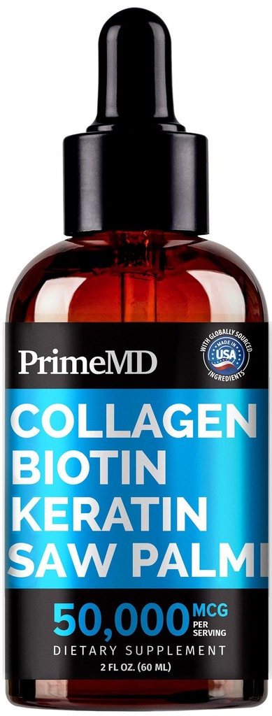 Flydende collagen peptider til kvinder - Serumkompleks med biotin Vitamin, hydrolyseret Keratin Protein og Saw Palmetto - Omfattende formel for hår, hud og negle Wellness - 2fl oz (pakke med 1)