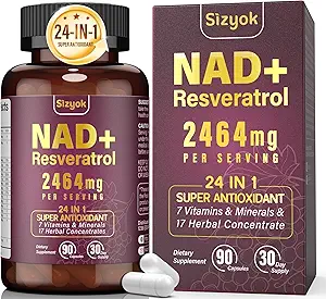 NAD Supplement, Liposomal NAD + Supplement med Resveratrol, NAD Resveratrol Supplement - Boost NAD + for Aging Defense, Energy, Focus - Ultra Antioxidant Kapsler 132