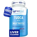 Herbtonics TUDCA 1000mg Lever Detox & Galleblære Support - Milk Thistle & Pterostilbene Forbedret bile salt til lever rense, sund bile flow, og fordøjelsessygdomme (60 Veganske kapsler)