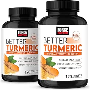 FORCE FACTOR Bedre gurkemeje 2- Pack fælles støtte supplement med Hydrocurc gurkemeje med sort peber, klinisk styrke fælles støtte, 240 tabletter, hvid emballage