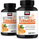 FORCE FACTOR Bedre gurkemeje 2- Pack fælles støtte supplement med Hydrocurc gurkemeje med sort peber, klinisk styrke fælles støtte, 240 tabletter, hvid emballage