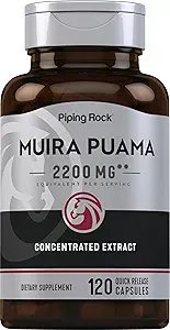 Piping Rock Muira Puama Root Extract 2200 mg 2, 4; 120 Kapsler 1, 4; for mænd og kvinder 1, 4; Non GMO, Gluten Free Supplement