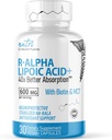 Nutri R Alpha Lipoic Acid 600mg Capsules - R Lipoic Acid Stabilized with Biotin - Active Form of R- ALA - 600 mg Clinical Dosering - Powerful Cellular Energy Support - 30 Vegan Capsules - RALA