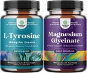 Bundle of Free Form L Tyrosine 500mg Kapsler - High Strength L- Tyrosine Supplement for Mental Energi og Focus Support og Magnesium Glycinate 400mg Per Servering for Mood Sleep og Afslapning