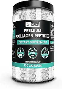 Pure Original Ingredienser Collagen Peptider (730 Kapsler) Ingen Magnesium eller Rice Fillers, Altid Pure, Lab Verified