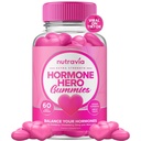 Hormonbalance for kvinder Gummier + PMS Relief supplement - Understøtter Mood Swings, Clear Skin, Reduceret Krampe og Bloating - Hormonal PMS Gummies PCOS Vitamin med Cranberry, Dong Quai (60 Gummies)