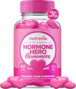 Hormonbalance for kvinder Gummier + PMS Relief supplement - Understøtter Mood Swings, Clear Skin, Reduceret Krampe og Bloating - Hormonal PMS Gummies PCOS Vitamin med Cranberry, Dong Quai (60 Gummies)