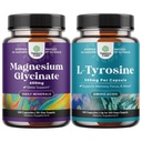 Bundle af Magnesium Glycinat 400mg kapsler og potent L Tyrosine 500mg kapsler - for dvalestøtte Bone Health Muscle Recovery - Amino Acid Nutritional Supplement for Brain Health Thyroid Support