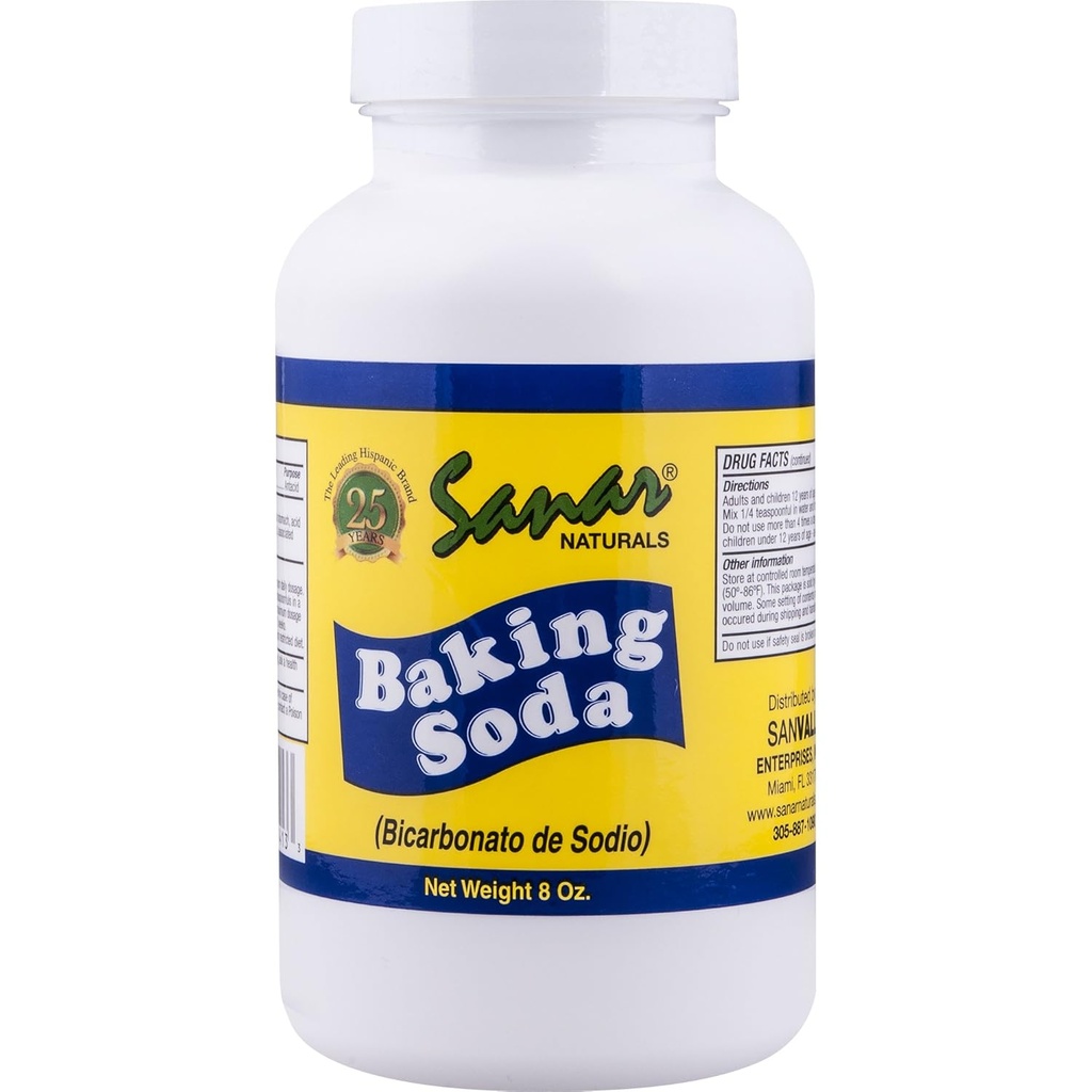 Sanar Naturals Bagning Soda, 8 oz - Til fordøjelsesstøtte som Antacida, Bagning, Rengøring, Deodorizing, & Mere
