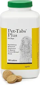 Pet- Tabs Plus Multivitamin og mineraltilskud til hunde med særlige ernæringsbehov, tyggetabletter, 180 Count Flaske