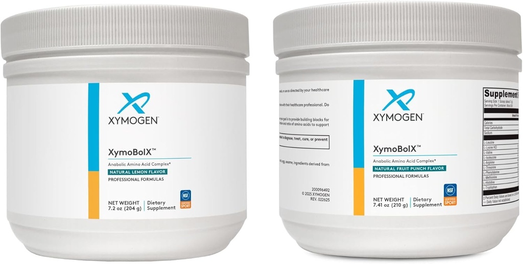 XYMOGEN XymBolX Frugtpunch og Lemon Flavor Bundle - BCAA pulver til fremme muskel opsving med L Arginin, L Leucin, L Methionin + L Tryptophan (2 flasker, 7.20z Hver)