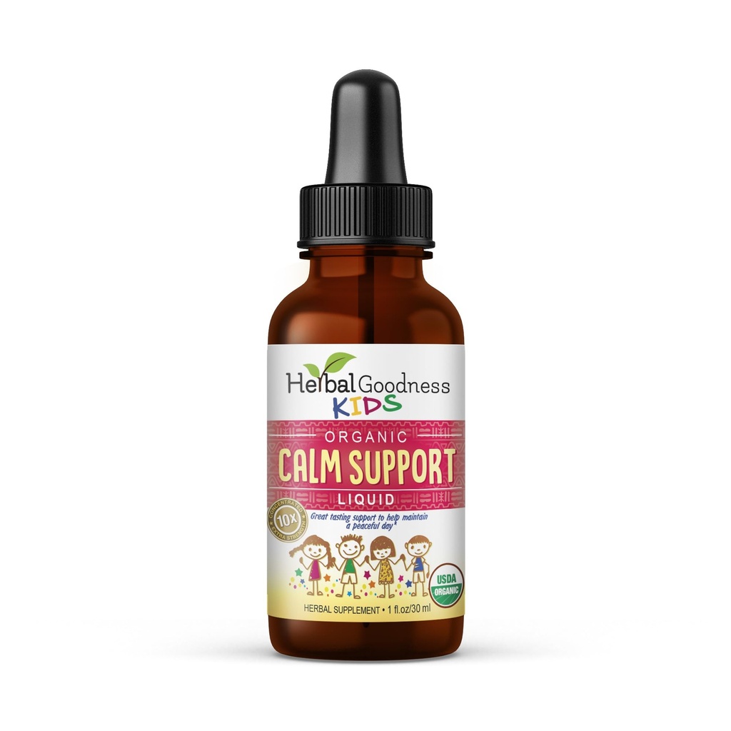 Kids Calm Support Liquid Extract 1oz med Magnesium Glycinate, Magnesium Citrate, Multivitamin - Magnesium for Kids - 1oz Flaske, 1 Enhed - Urtegodhed