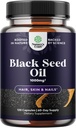 Koldt presset Black Seed Oil Kapsler - Vegan Nigella Sativa Black Cumin Seed Oil Kapsler med Omega 3 6 9 Antioxidanter og Thymoquinon til hårvækst immunforsvar fælles sundhed og fordøjelse