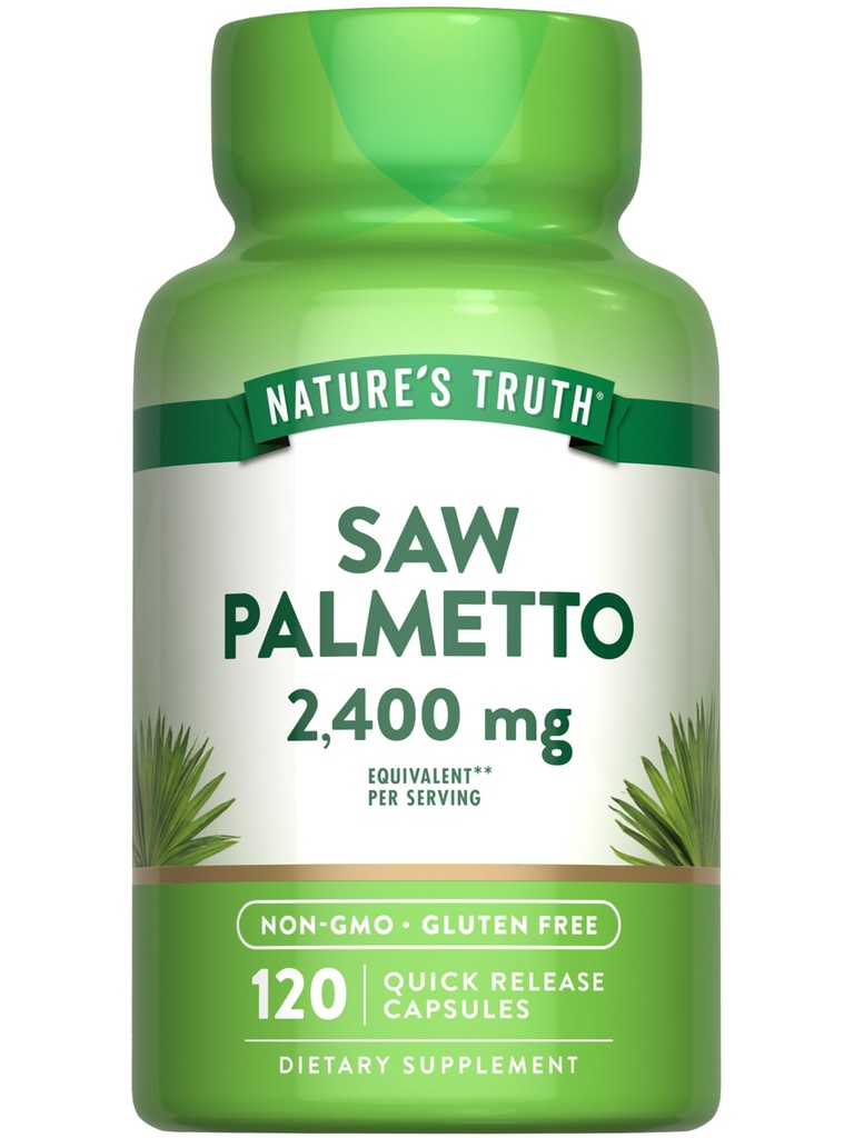 Nature 's Truth Saw Palmetto Extract 124; 2400mg Yep 124; 120 Kapsler 124; Non- GMO & Gluten Free Supplement