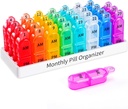 Daviky Monthly Pill Organizer 2 gange om dagen - 30 Day Pill Box AM PM, BPA Gratis en måned medicin Arrangør to gange dagligt, 31-dag sag til at holde vitaminer, kosttilskud og medicin