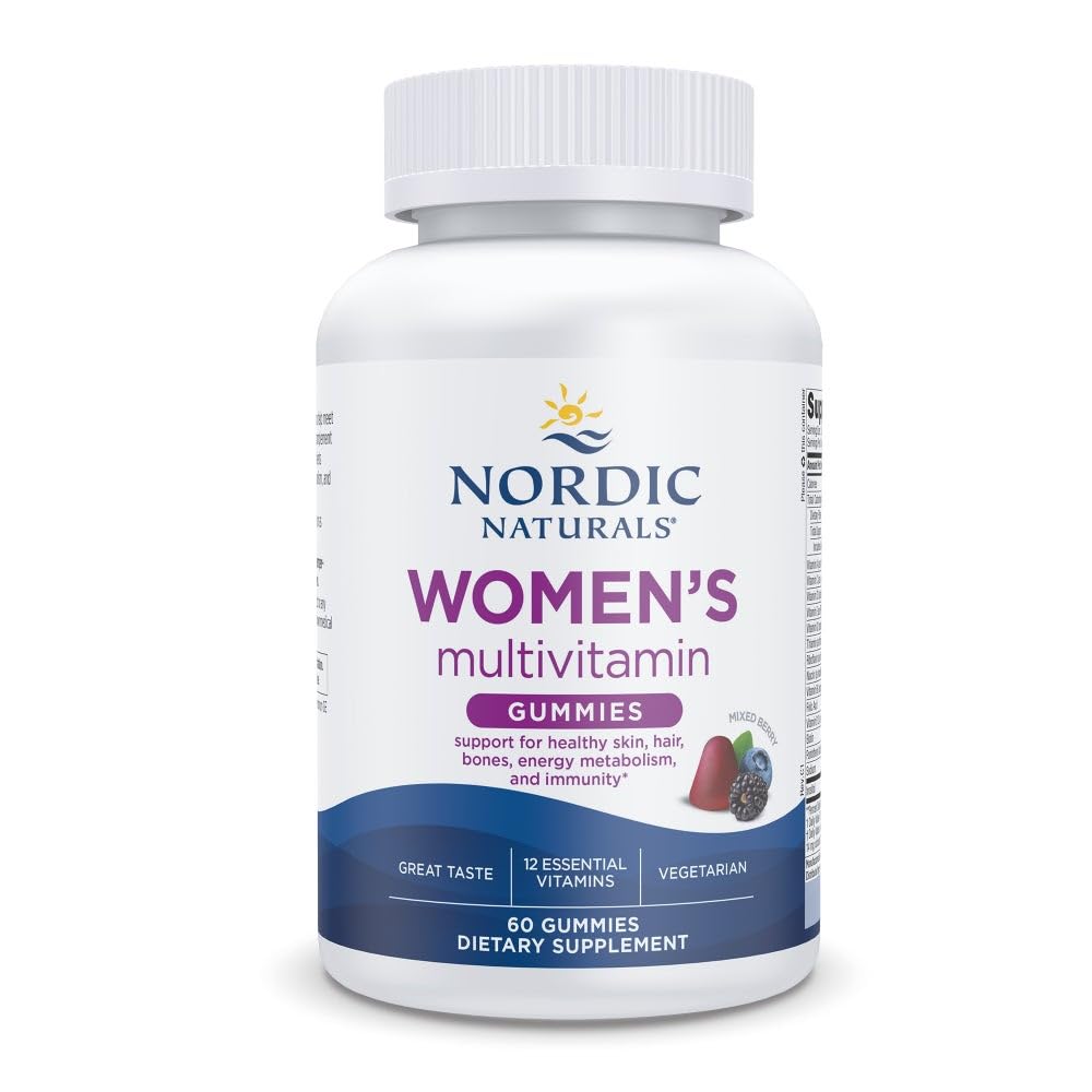 Nordic Naturals Women 's Multivitamin Gummies, Mixed Berry - 60 Gummies - Støtte til sund hud, hår, ben, energi & immunitet - Non-GMO, Vegetar - 30 Tjenester