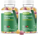 VITEEY Magnesium gummier til voksne - 255mg af Magnesium Citrate Gummy til ro, søvn, nerve & muskelfunktion Support - Vegan, Gluten Free - 180 Tæl