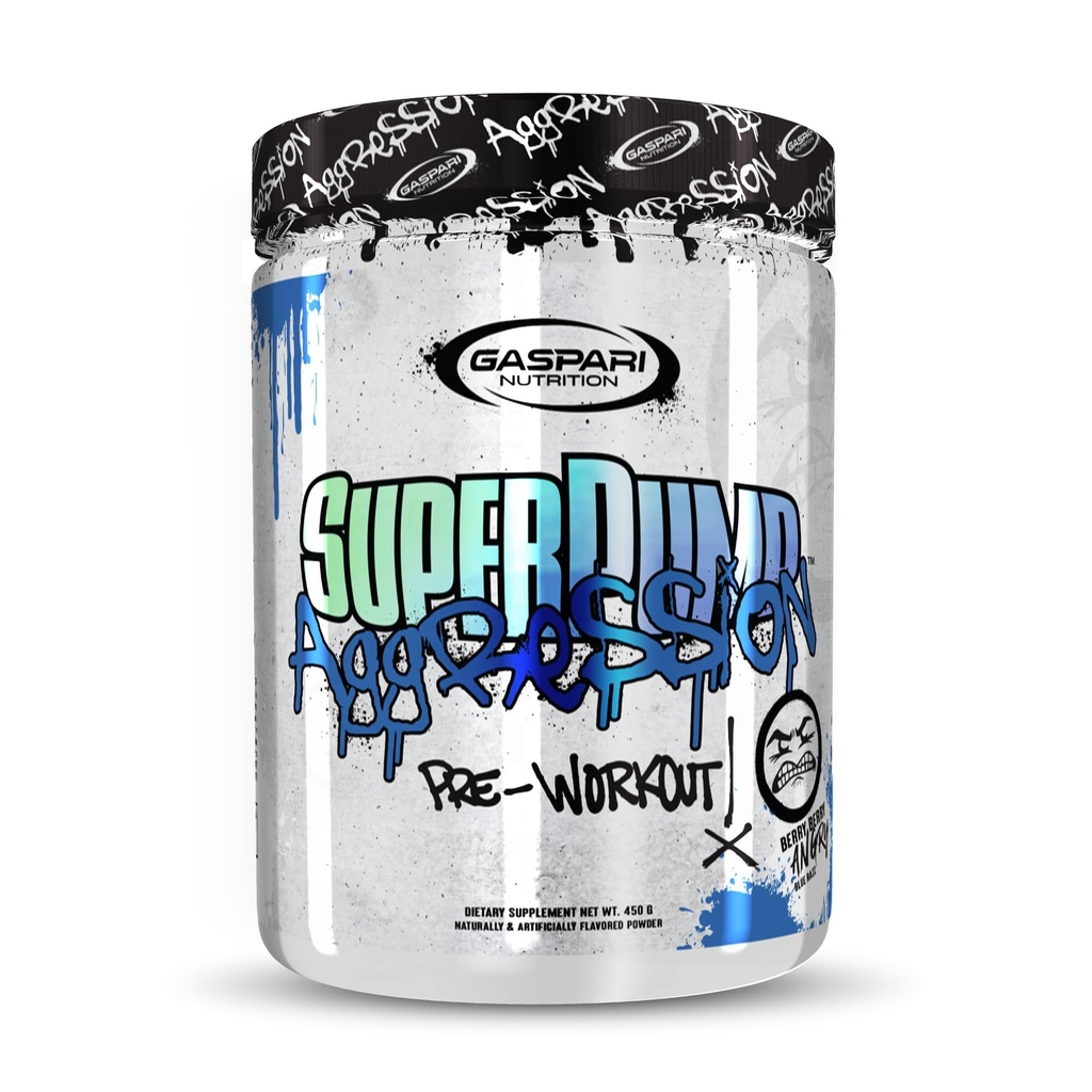 Gaspari Nutrition SuperPump Aggression Pre- Workout: Energi, Fokus, Endurance, Inddrivelse, Creatin og Koffein (25 Servere, Berry Berry Angry)