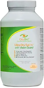 Formuleret for tørre øjne - 1700mg triglycerid Omega-3 + EPA & DHA, Lutein, Zeaxanthin, B12, D3- 60 Serveringer (Ultra Dry Eye, UDEVG - 1 Måned Half Size)