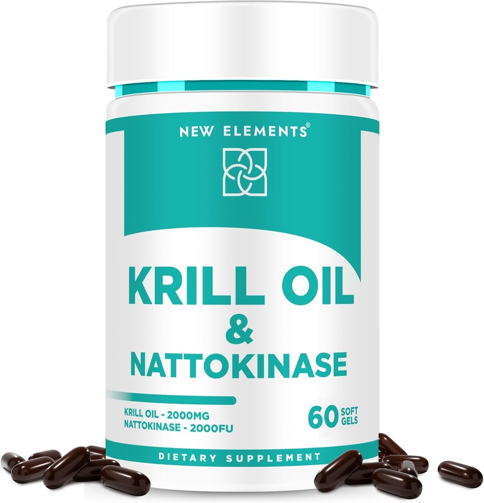 Natokinase Supplement 4000 FU Organisk med antarktisk krill Oil Omega 3 Softgels 2000mg