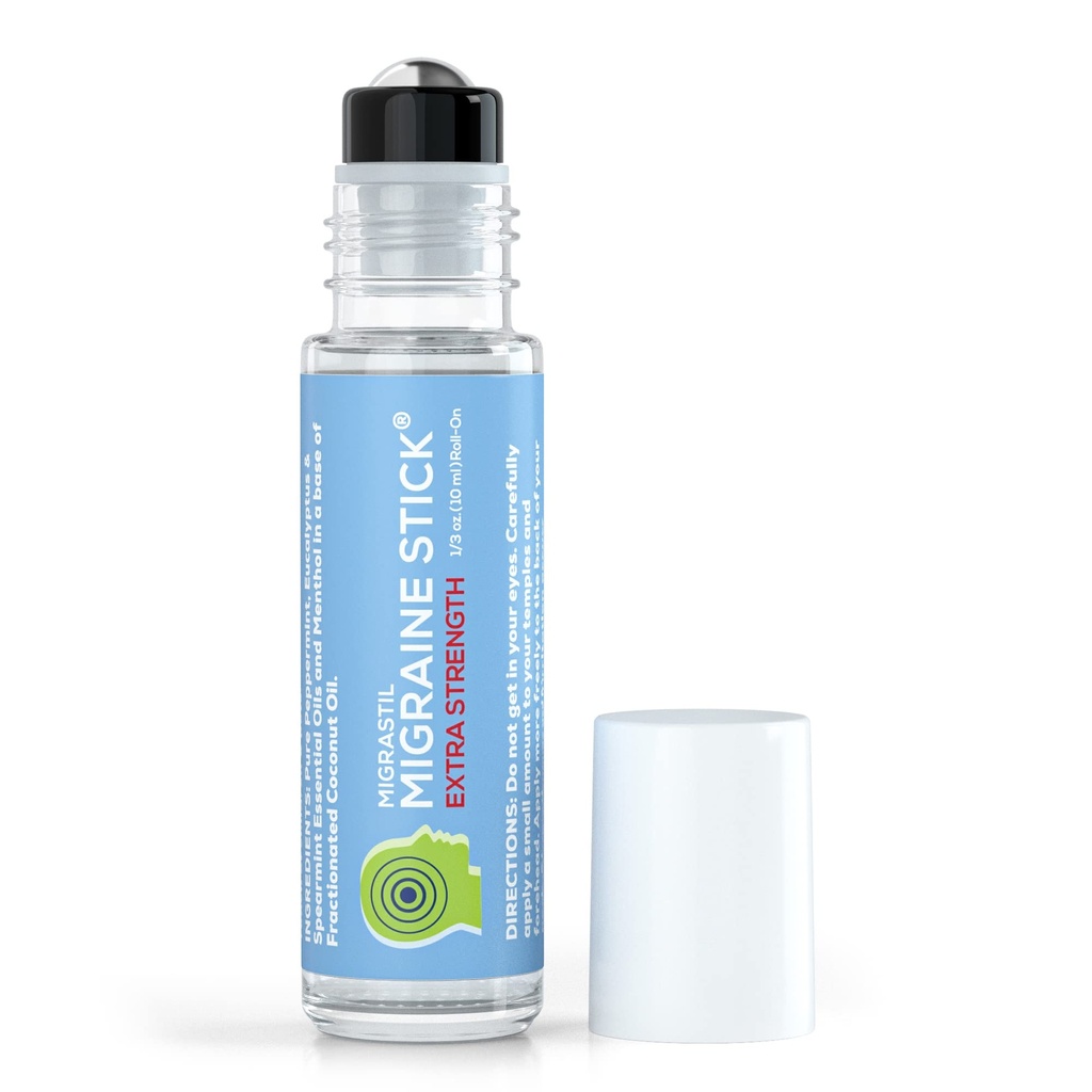 Basic Vigor Migrastil Extra Strength Migraine Stick Advanced Formula, Strong Aromatherapy Roll On Includes Menthol, Essential Oils, No Lavender, Made in The USA.