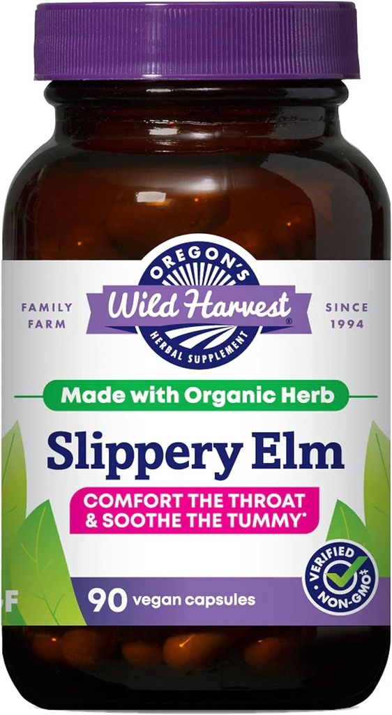 Oregon 's Wild Harvest Slippery Elm Organic Capsules, 90 Greve