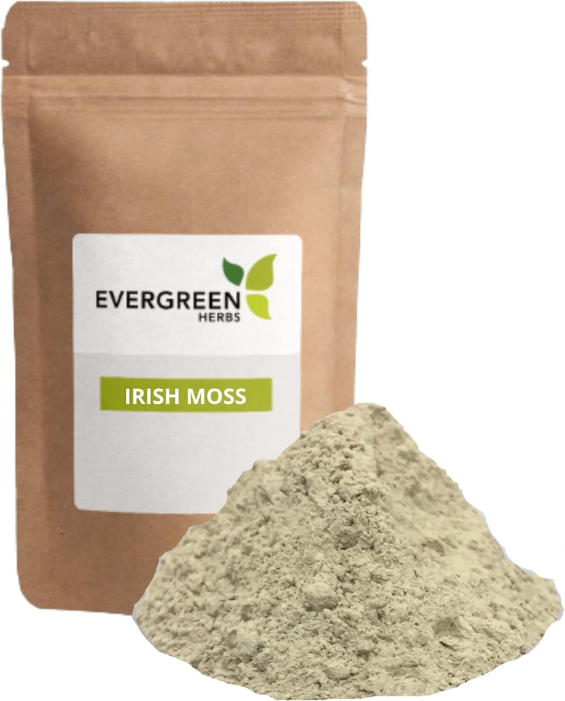 Evergreen Herbs Irish Moss (Powder 4 oz) - Genopladelig Stand Up Pouch at sikre friskhed!