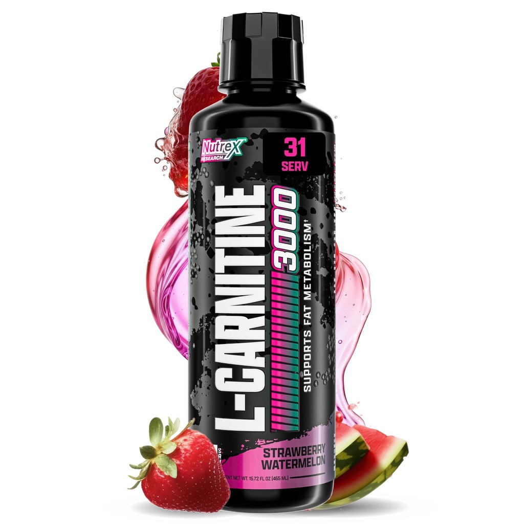 Nutrex Research Liquid Carnitin 3000 - 124; (Strawberry Watermelon) - 124; Premium L Carnitin Liquid, Stimulant Free 31 Servering