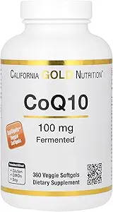 California Gold Nutrition CoQ10 100 mg, Coenzym Q10 Ubiquinone USP, Understøtter Mitokondriel funktion, 360 Veggie Softgels