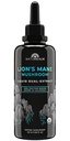Natureals Lions Mane Mushroom Liquid Tinktur Supplement - Fokus, Hukommelse & Hjerne Sundhed, Vegan, Non- GMO - Organic Fruiting Bodies, 1 Måned Supply