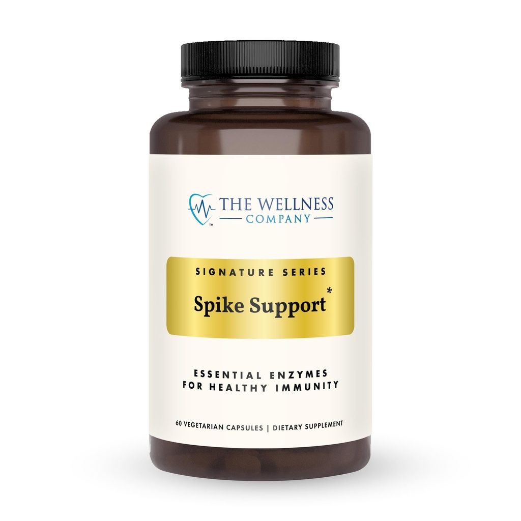 The Wellness Company Spike Support - Detox, immunforsvar, blodgennemstrømning, antiklumpning - Nattokinase, Mælkebøtte, & Black Sativa; 60ct (1 måned Tilgang)