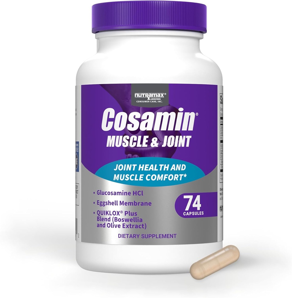 Nutramax Cosamin ® Muscle & Joint, arbejder for at reducere brusk opdeling, beskytter Joints, og reducerer muskelømhed, 74 kapsler